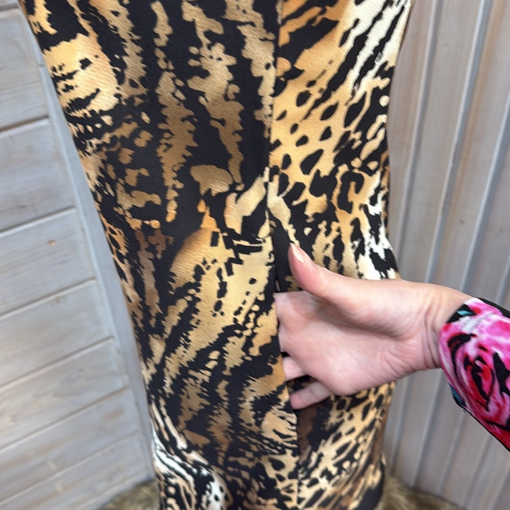 Ab Studio Animal Print U-neck Midi Dress Size 2 - Picture 4 of 16